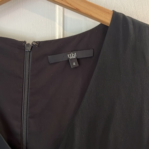 Tibi | 100% Silk Black Dress Asymmetrical Draping at Shoulder Size 4 Cocktail - Picture 5 of 10